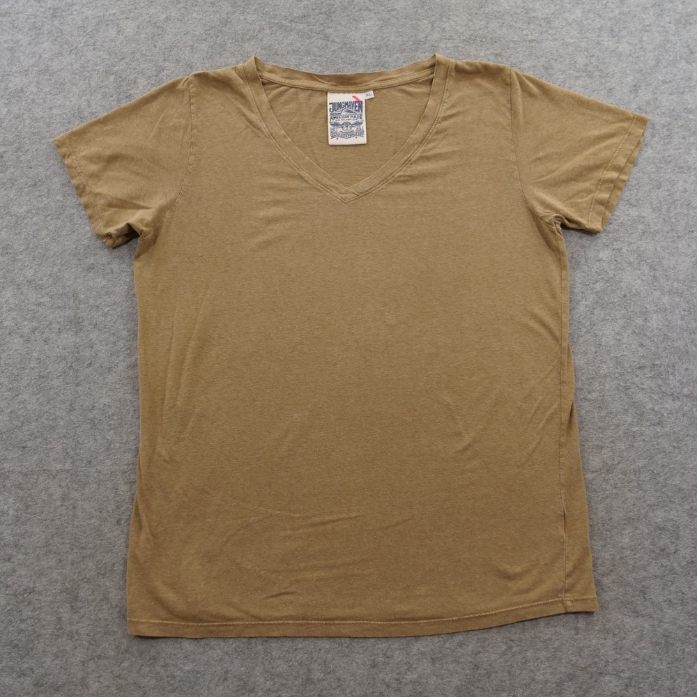 Jungmaven Shirt Mens Extra Large Brown V-Neck Hemp Organic Cotton USA